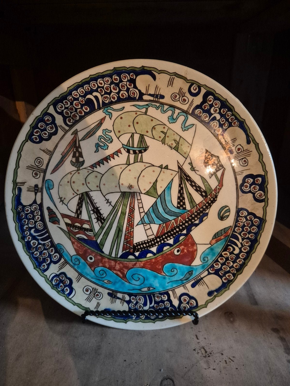 Decoratieve keramische schaal met scheepsmotief, Ophalen of Verzenden