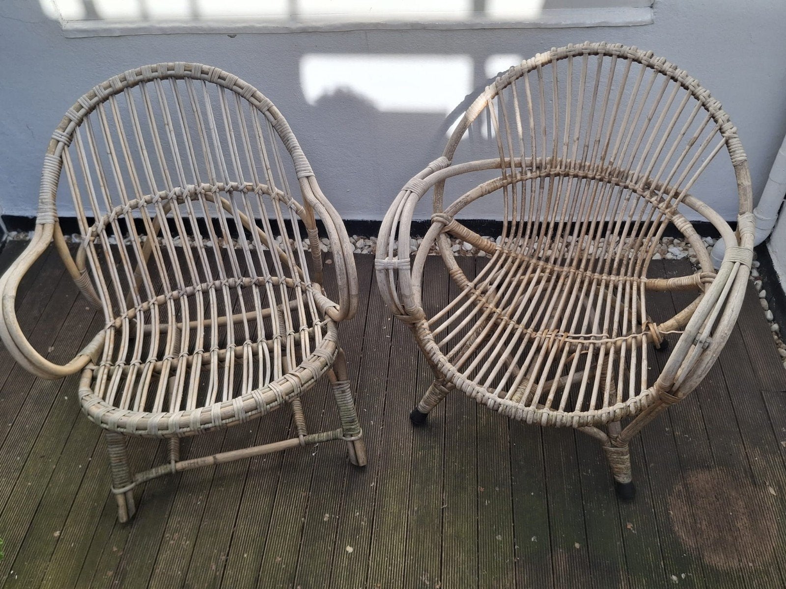 Leuke vintage rotan stoeltjes, Ophalen, Gebruikt, Rotan