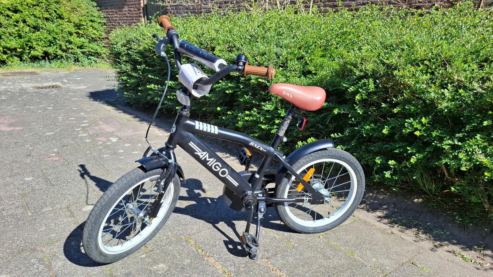 Amigo BMX kinderfiets - Zwart, 16 inch, Fietsen en Brommers, Ophalen, Velgrem, Amigo, 16 tot 20 inch