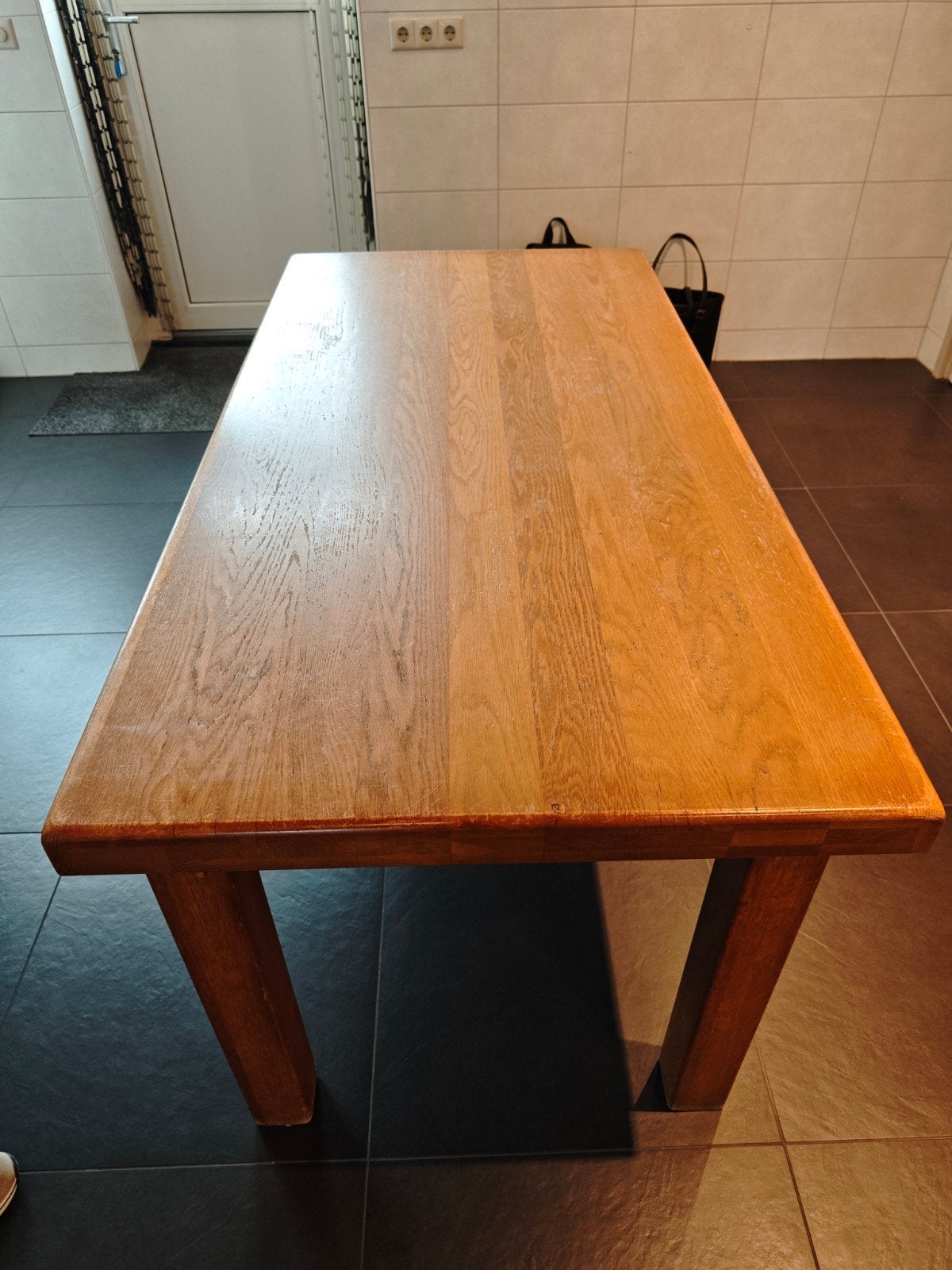 Massief eiken tafel, Ophalen, Gebruikt, Eikenhout, 50 tot 100 cm