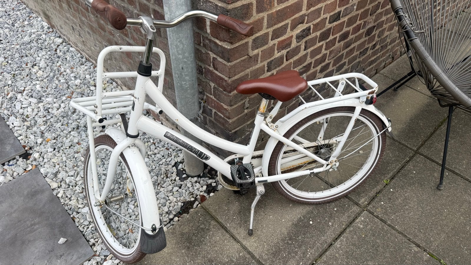 Witte damesfiets met voordrager en bruin zadel, Fietsen en Brommers, Velgrem, 50 tot 53 cm, Ophalen, Overige merken