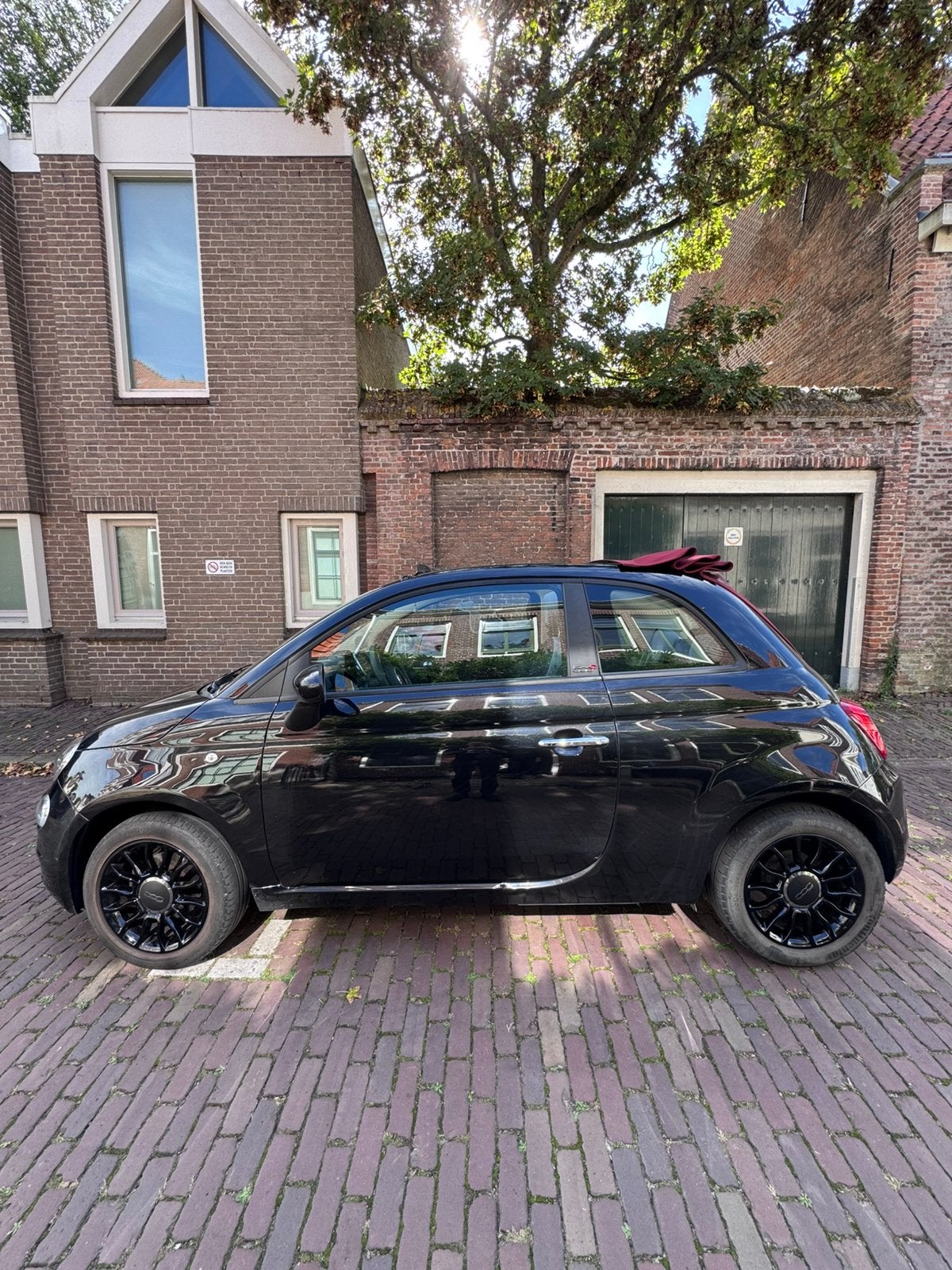 Fiat 500 1.2 2017 Zwart, Auto's, Voorwielaandrijving, 4 cilinders, Cabriolet, Origineel Nederlands