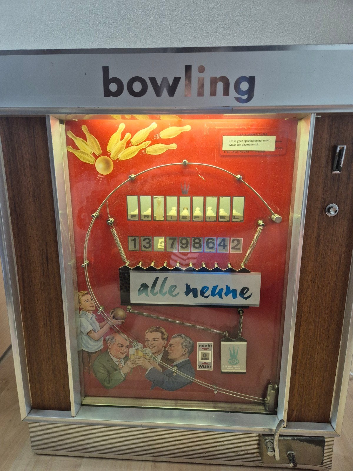 Vintage NSM Bowling Flipperkast - 'Alle Neune', Ophalen, Gebruikt