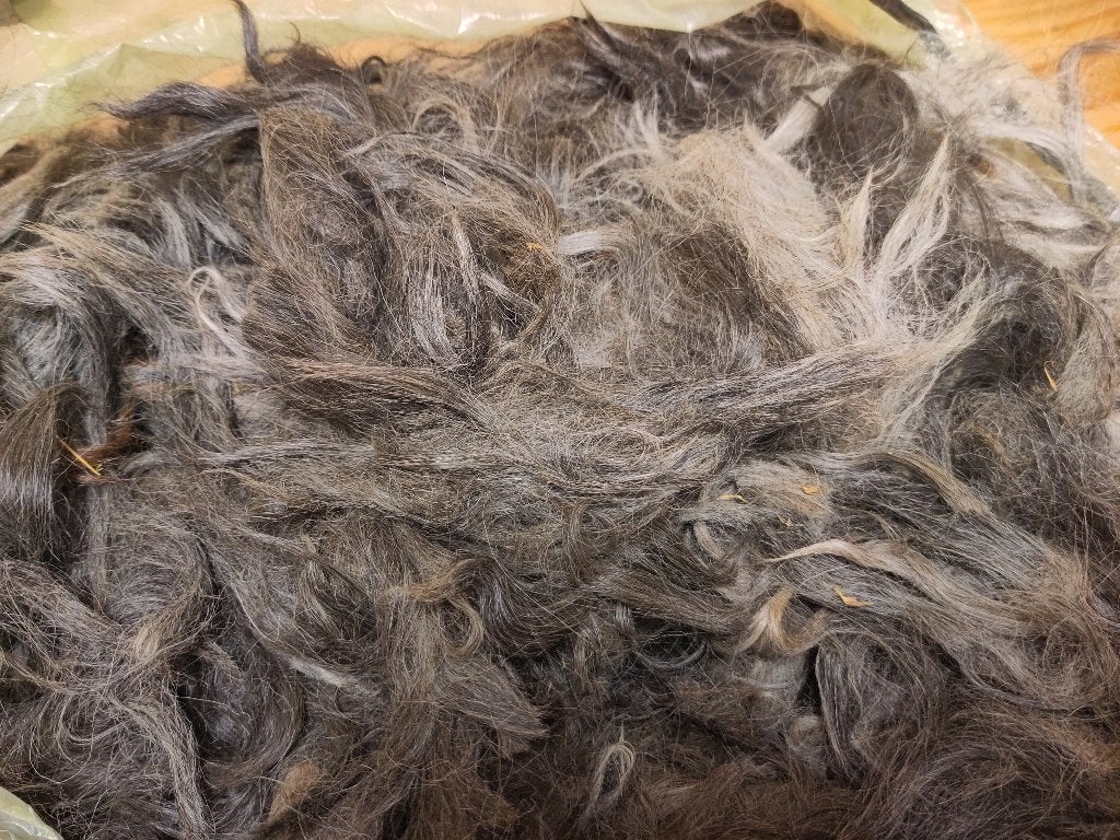 Ruwe suri alpacawol, grijs, Ophalen of Verzenden, Nieuw, Spinwol