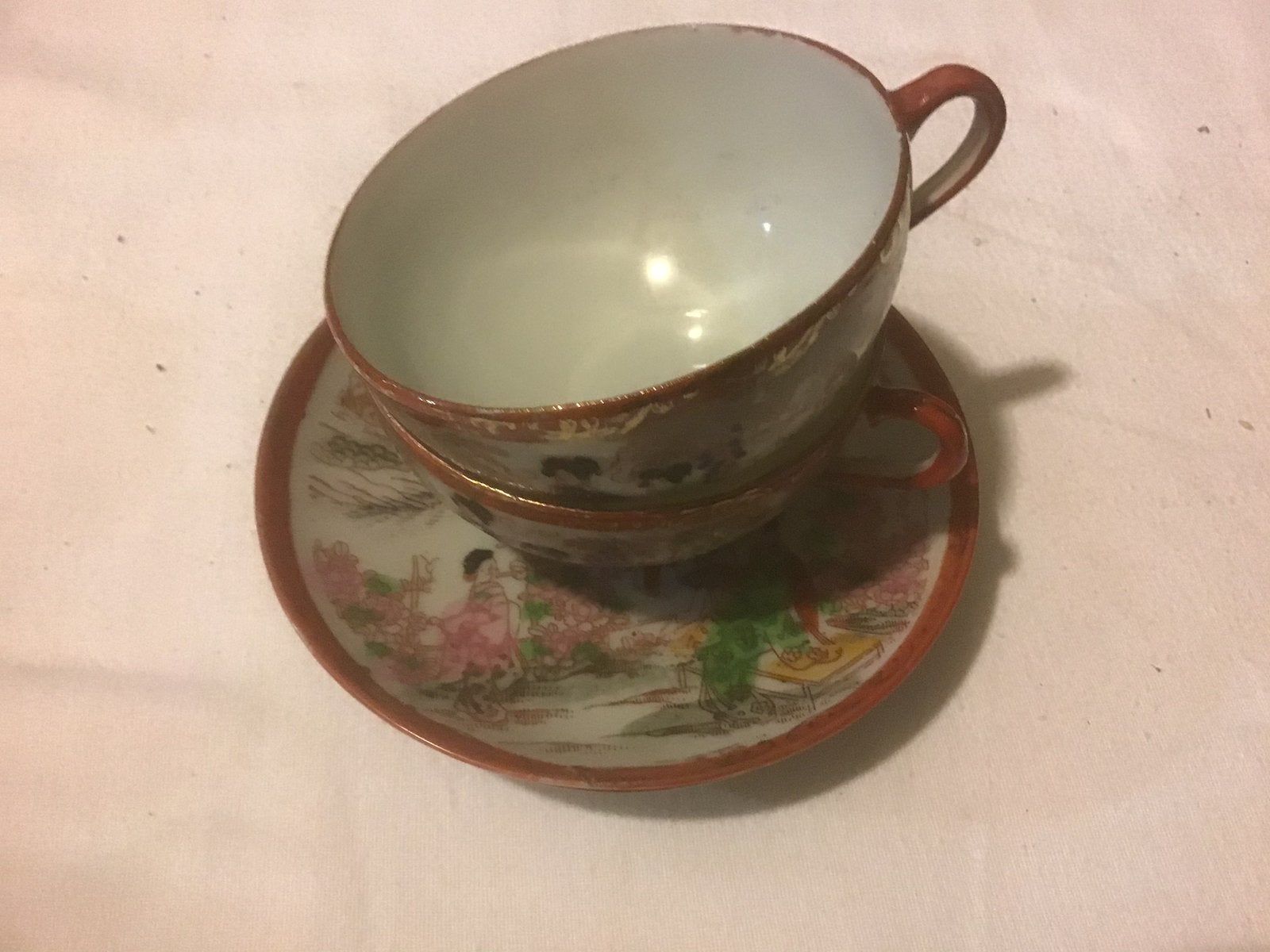 Antieke kop en schotel(2x) Chinese afbeelding, Ophalen of Verzenden