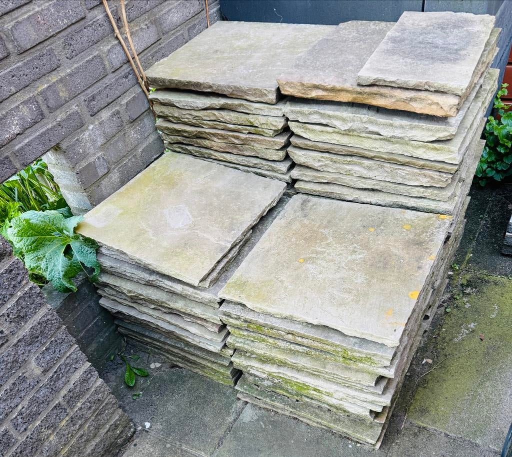 Gebruikte terrastegels van natuursteen, Tuin en Terras, Tegels en Klinkers, Ophalen, Gebruikt, Terrastegels, Natuursteen