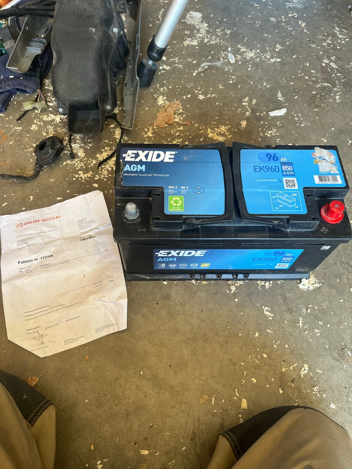 Flinke Exide Startaccu AGM 96Ah EK960 850A, Gebruikt