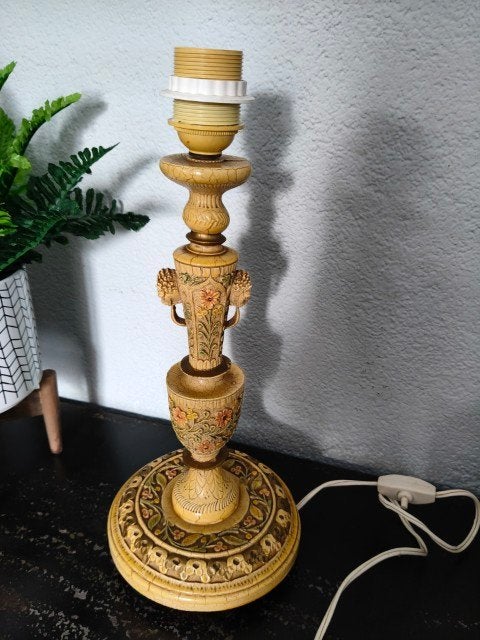 Vintage lampvoet bloemen roze geel groen, Overige typen, Gebruikt, Overige merken, Vintage