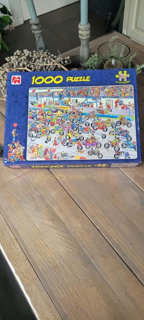 jan van haasteren puzzel - motorrace, Ophalen of Verzenden, 500 t/m 1500 stukjes, Gebruikt, Legpuzzel