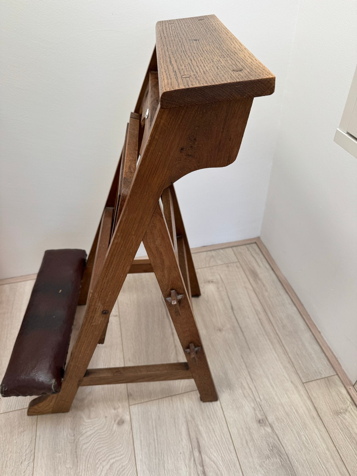Antieke bidstoel met matting zitting en knielbankje., Antiek en Kunst, Ophalen