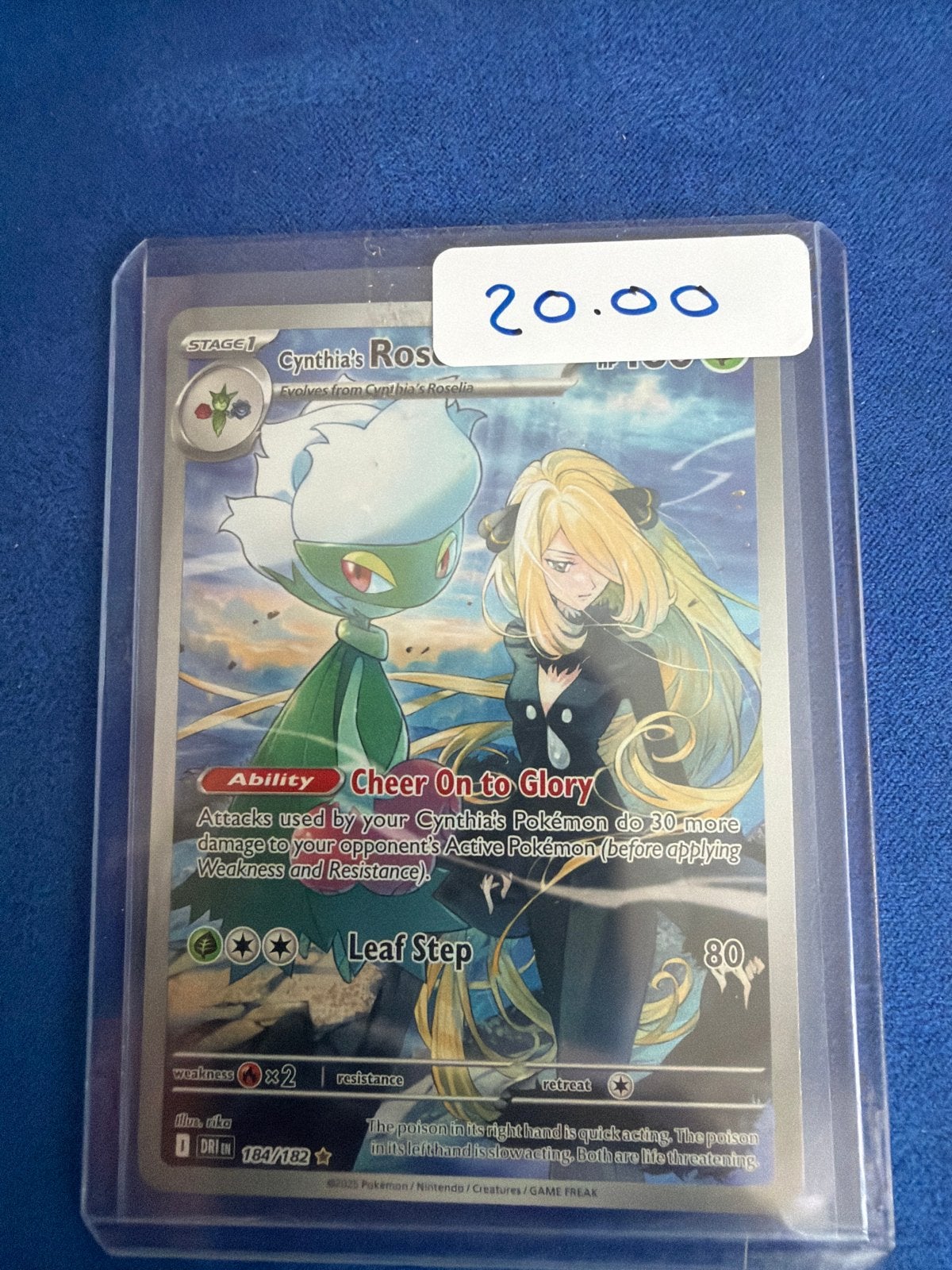 Cynthia's Roserade Pokémon Kaart (Full Art), Ophalen of Verzenden, Zo goed als nieuw, Losse kaart