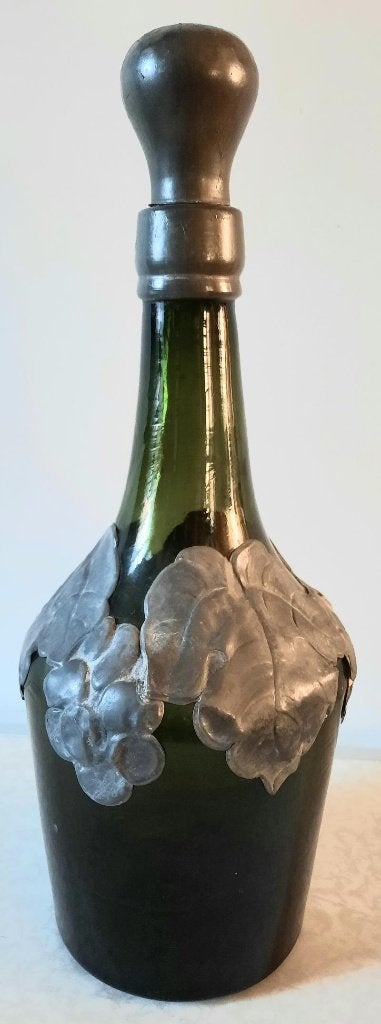 Art-Deco groene karaf met tin beslag, Ophalen of Verzenden