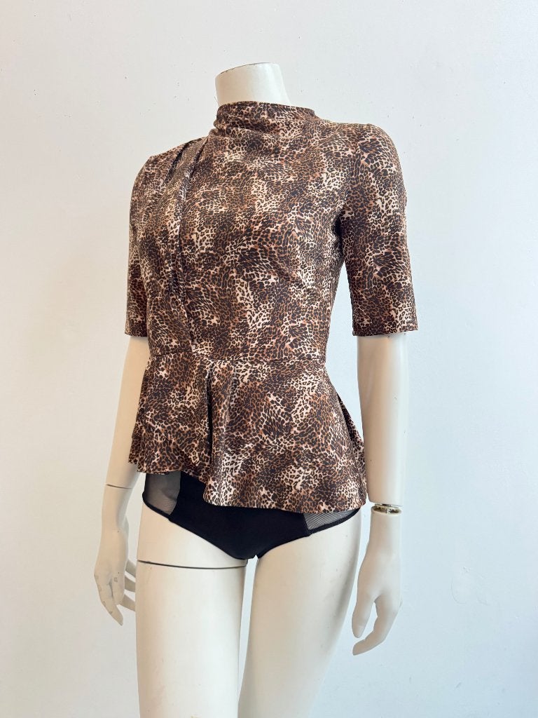Elisabetta Franchi bruine getailleerde top S, Ophalen of Verzenden, Zo goed als nieuw, Bruin, Zonder mouw