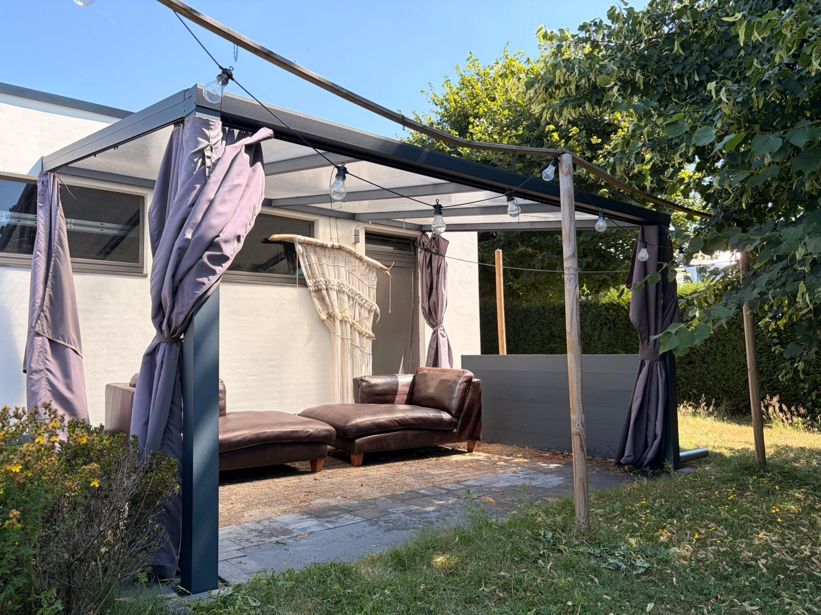 Terrasoverkapping B 400 x D 305 x H achterkant 250 cm, Ophalen, Zo goed als nieuw