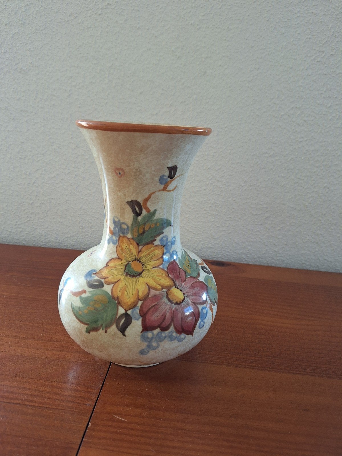 Vintage Zenith Gouda vaas, bloemmotief, 20cm hoog, Ophalen of Verzenden