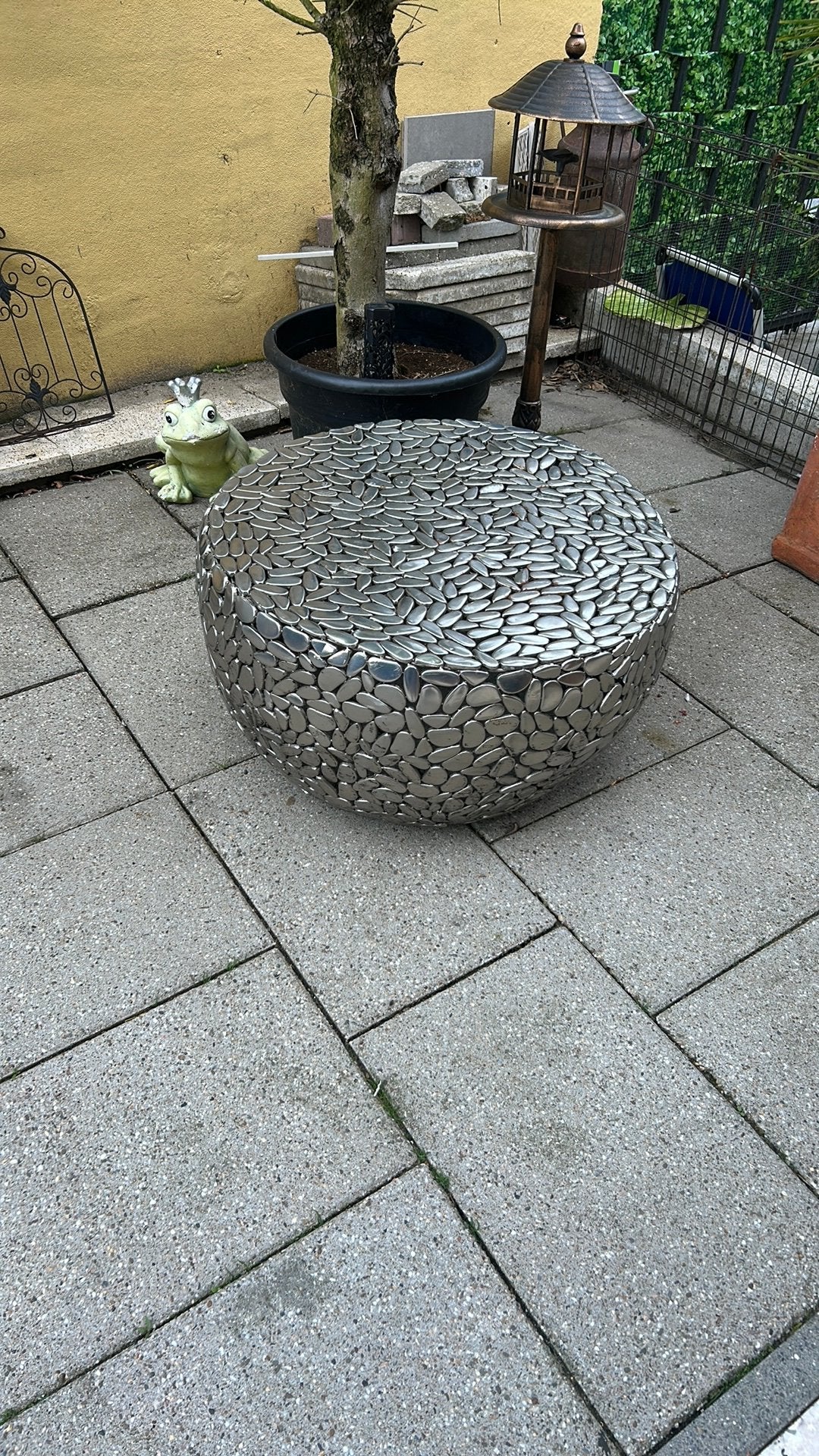 Salontafel stone mozaïek metaal opknapper !, Ophalen, Gebruikt, Rond, 50 tot 100 cm