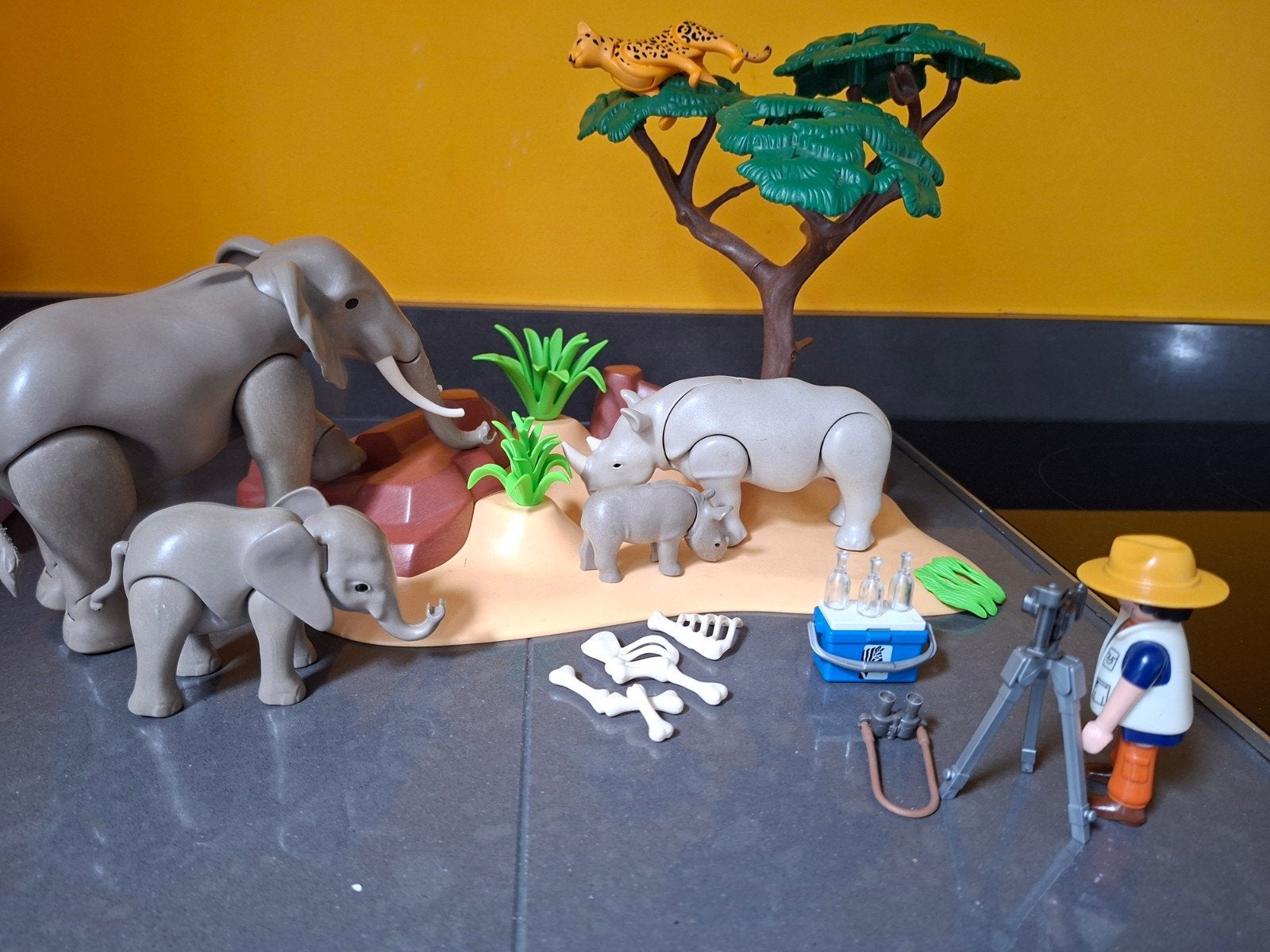 Playmobil 5417 - safari fotograaf olifant, neushoorn, cheeta, Wild life, Gebruikt, Complete set, Ophalen of Verzenden