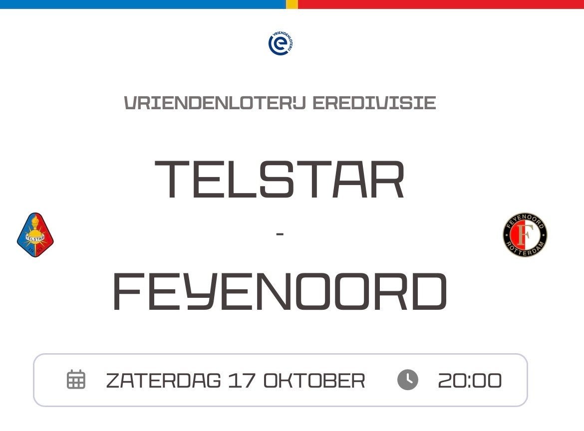 Telstar - Feyenoord 2x noordtribune, Tickets en Kaartjes