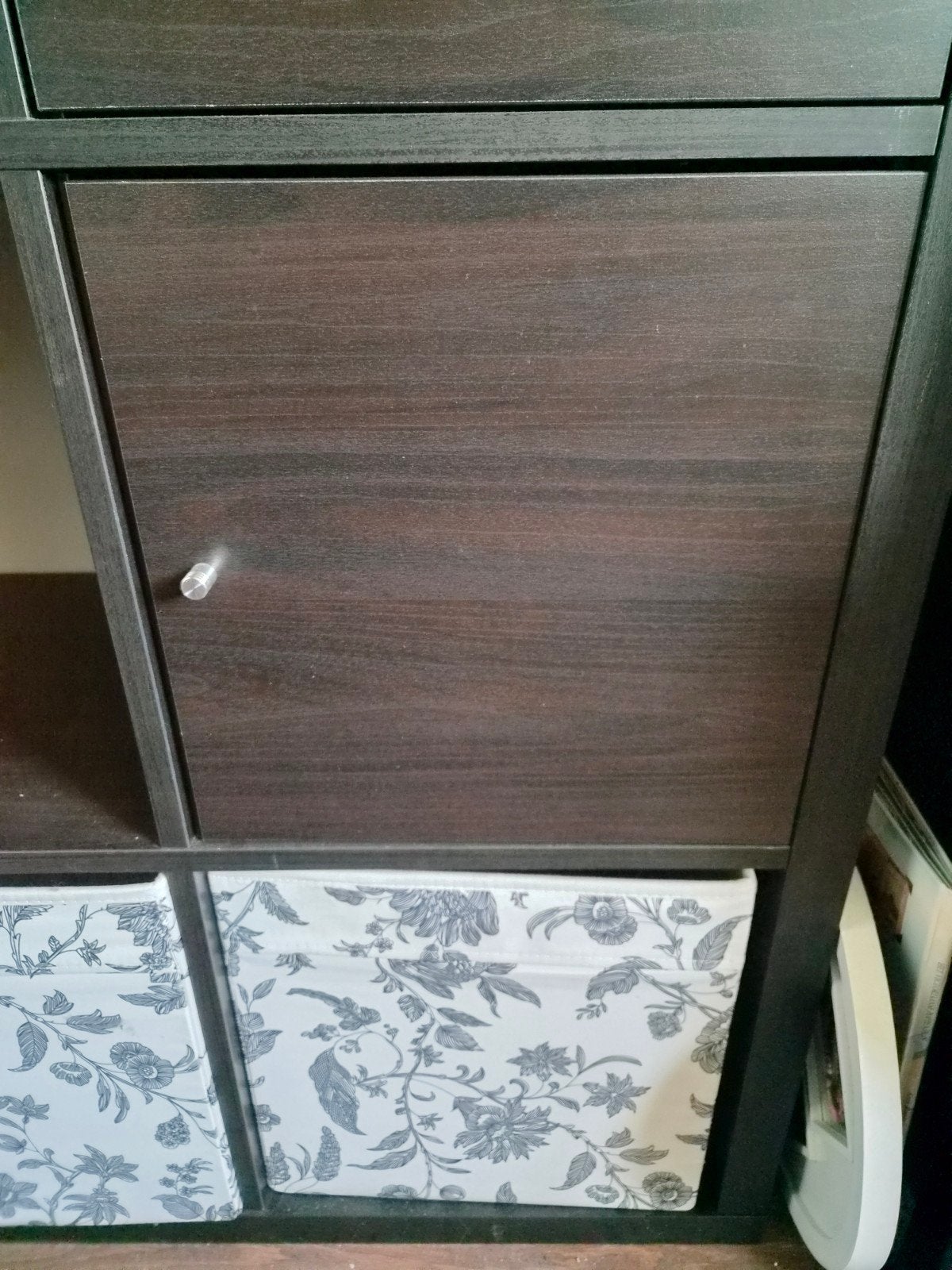 Ikea Kallax inzet deurtjes en lades bruin zwart, Ophalen, Zo goed als nieuw, Met lade(s)