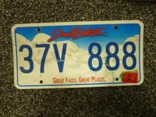 Kentekenplaat licenseplate South Dakota no. 5 USA, Verzenden, Gebruikt, Auto's