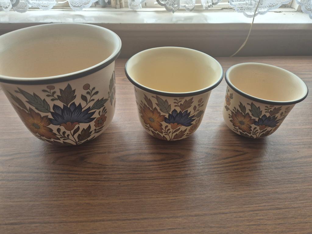 Set van 3 Flora Gouda Plateel bloempotten, Handwerk, Ophalen of Verzenden