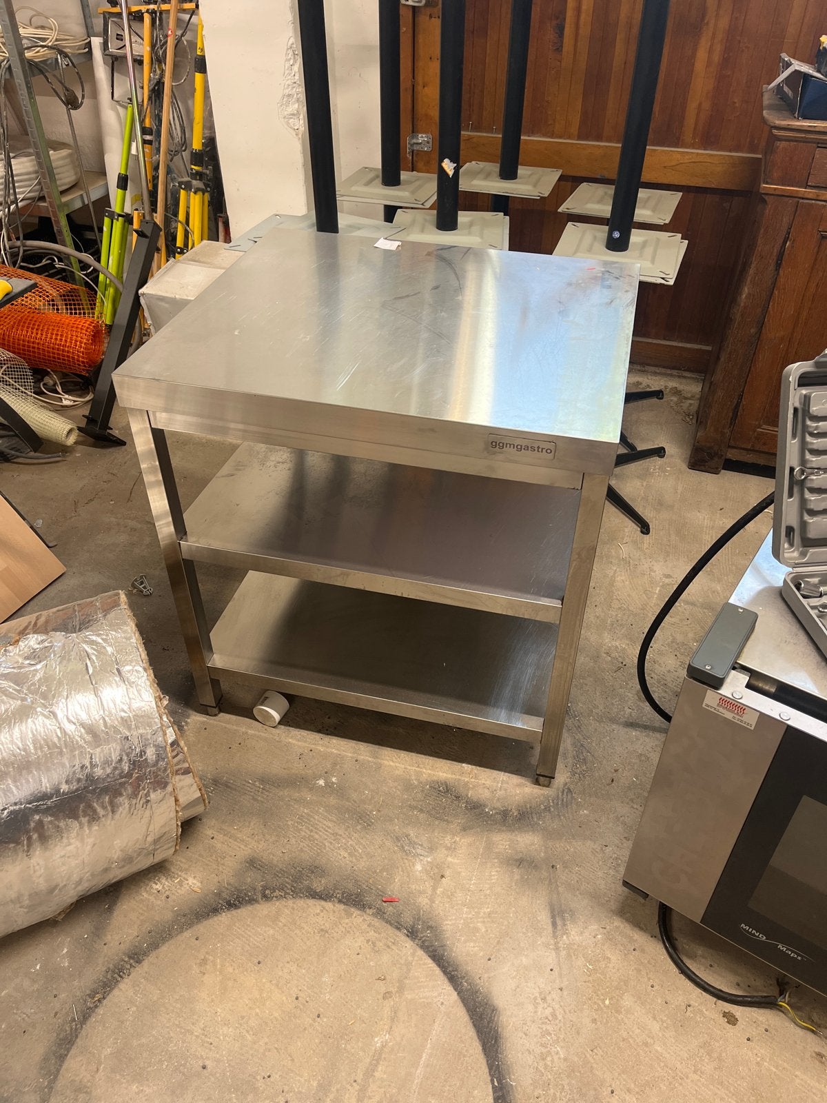 RVS Werktafel 70x80 cm, in hoogte verstelbaar, Ophalen of Verzenden, Gebruikt, Meubilair