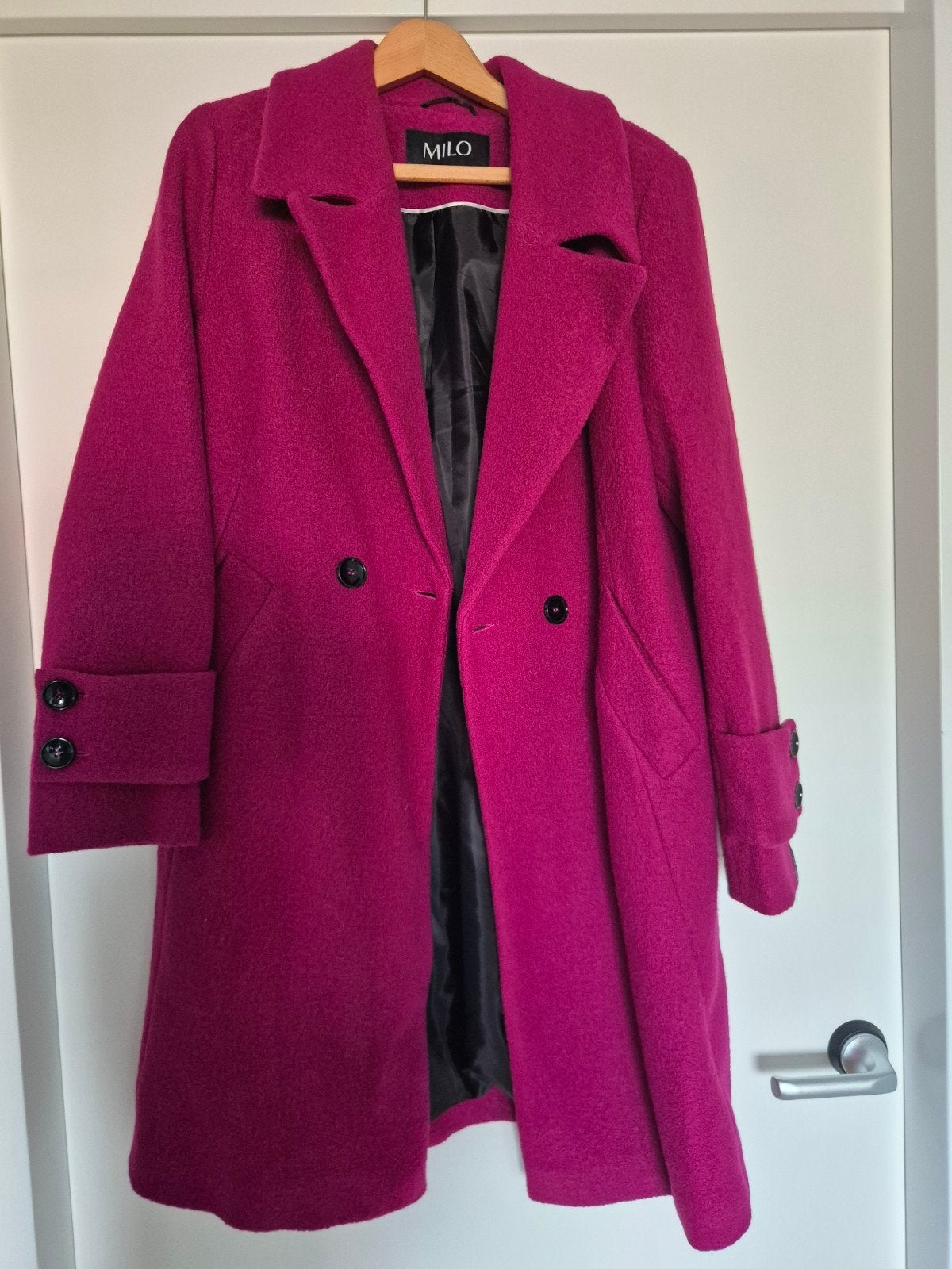 Nieuwe Milo wollen jas fuchsia maat 42, Maat 42/44 (L), Nieuw, Roze, MILO