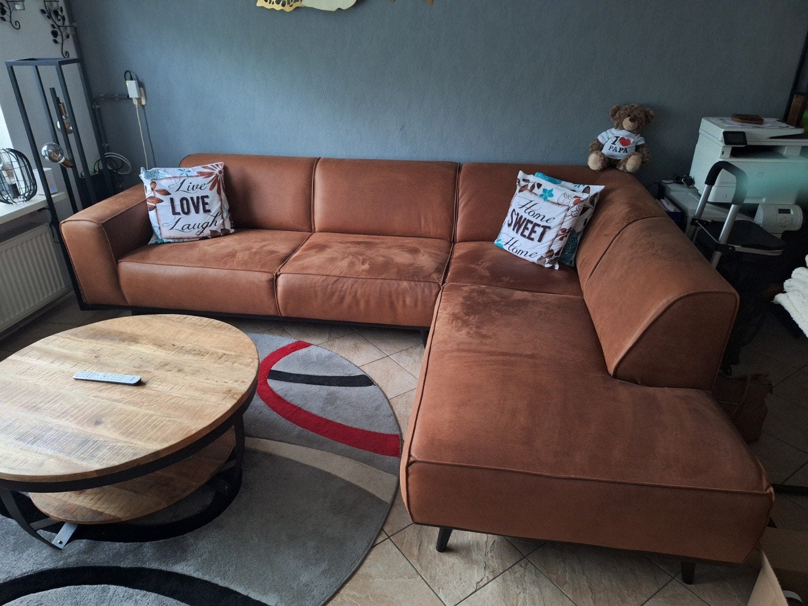 hoekbank cognac, Ophalen, Zo goed als nieuw, Leer