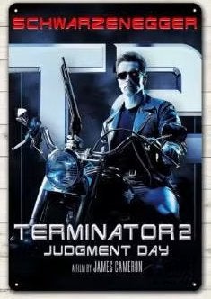 Vintage metalen bordje Terminator 2 (30x20cm), Ophalen of Verzenden, Nieuw, Overige typen