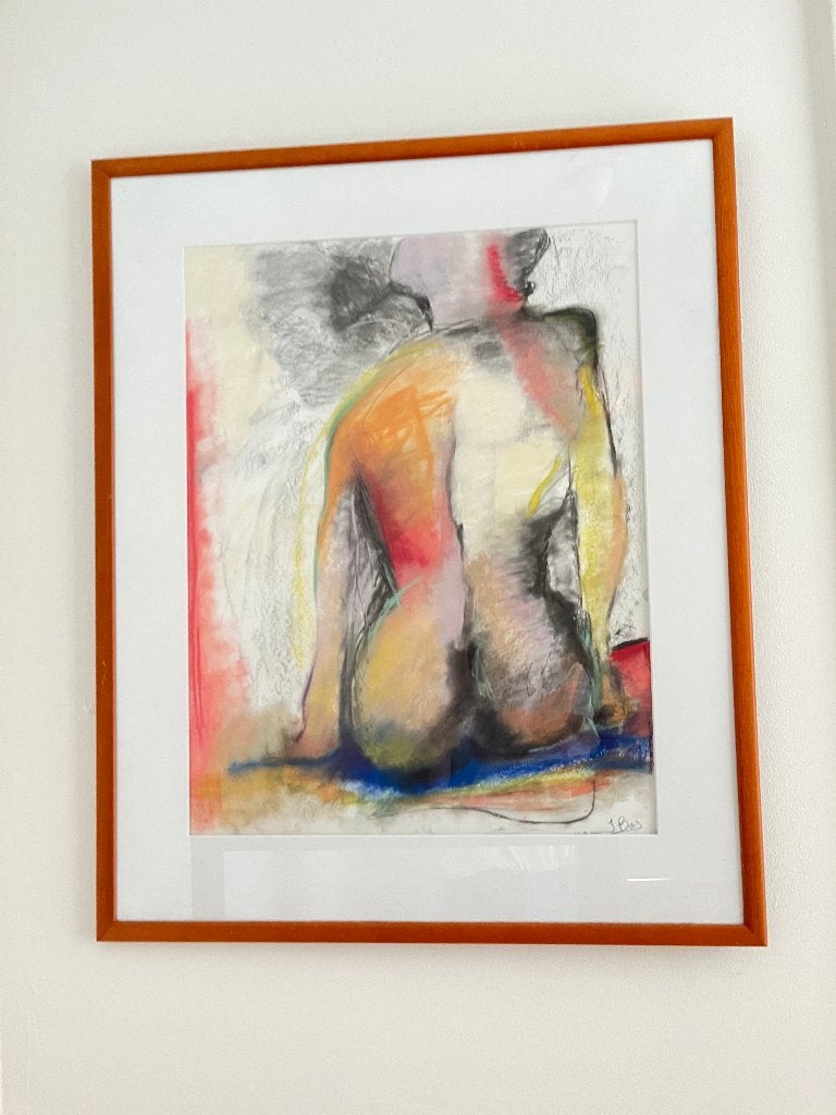 Tekening in lijst J.Bos, Antiek en Kunst, Kunst | Tekeningen en Foto's, Ophalen, Tekening, Ingelijst