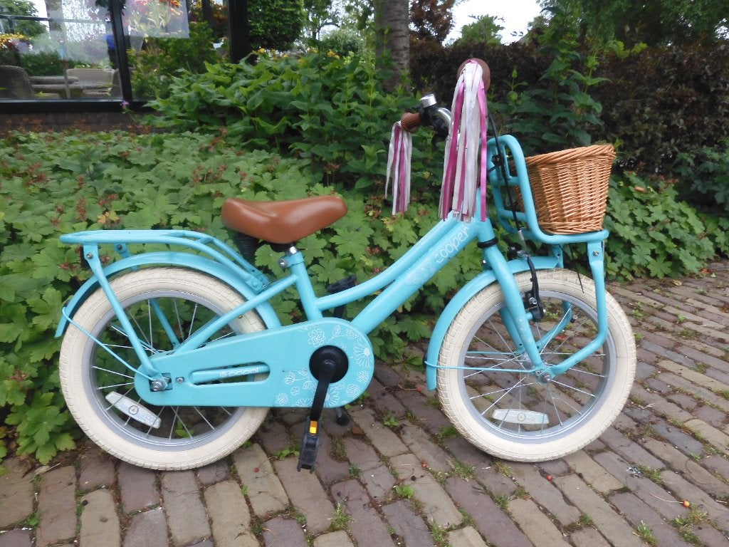 Leuke 16 inch mintkleurige Popal Cooper met een mandje voor, Ophalen, Terugtraprem, Popal, 16 tot 20 inch