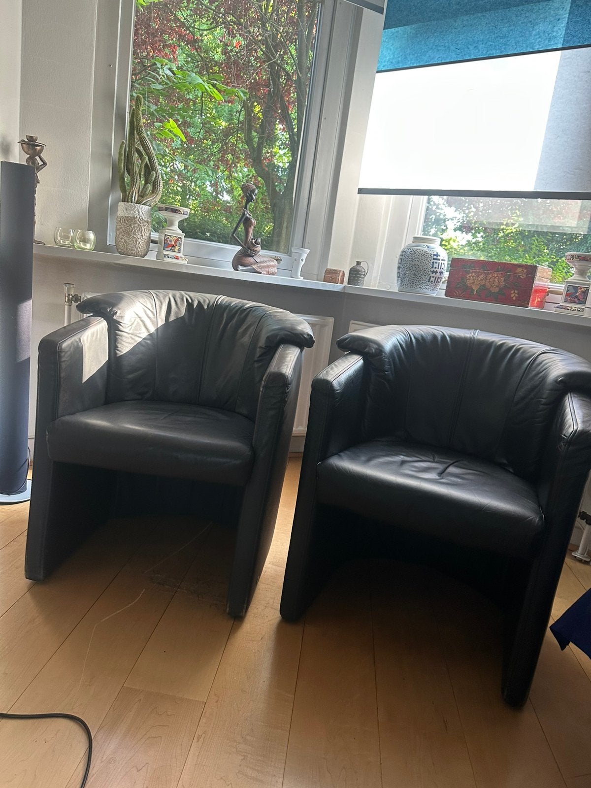 Rolf Benz 390 Clubfauteuil 2 stuks- Zwart Leer in maastricht, Ophalen, Gebruikt, Leer, 75 tot 100 cm