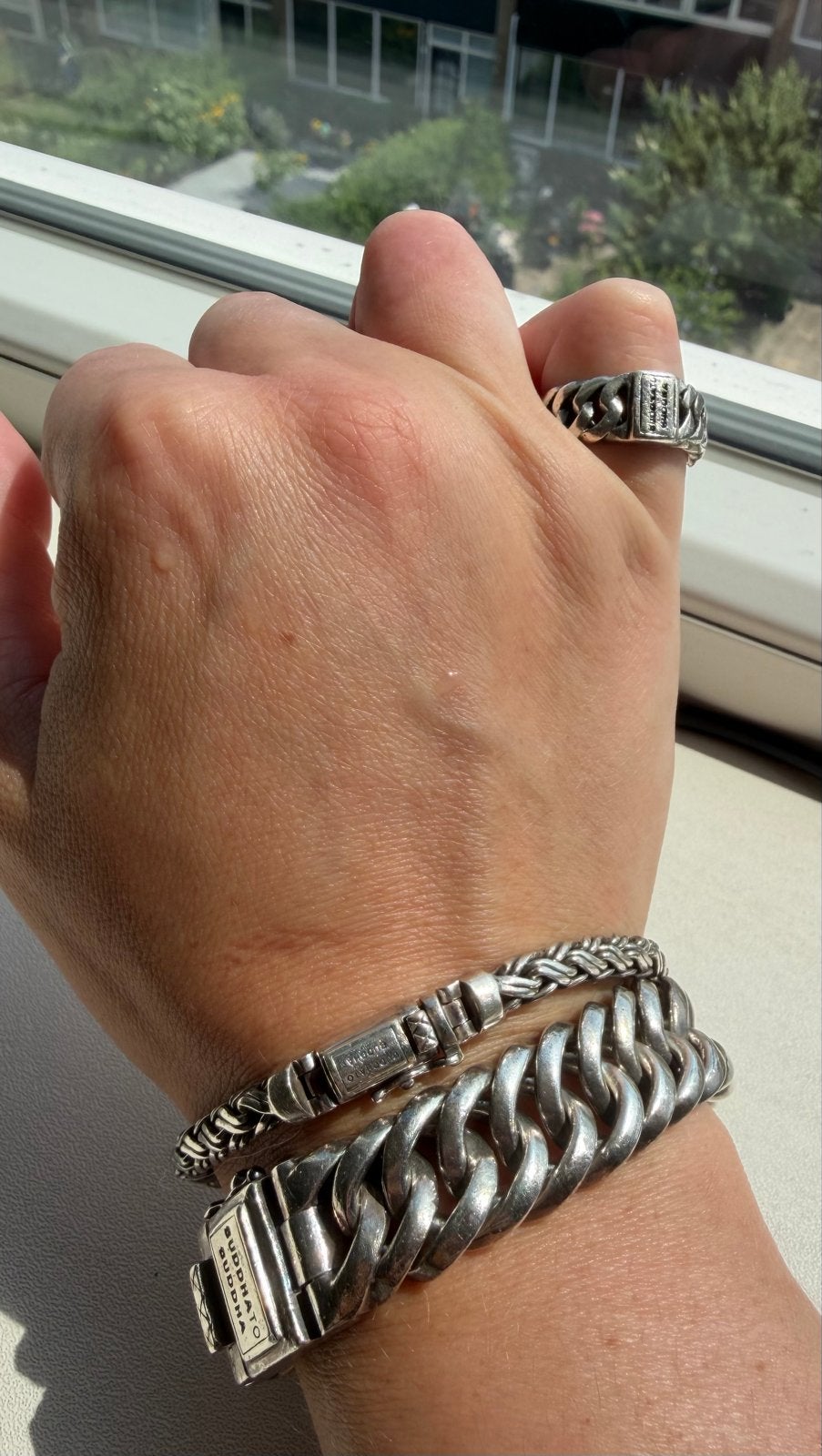 Buddha to Buddha set 2x armband, 1x ring zilver, Gebruikt, Ophalen of Verzenden, 17 tot 18, Dame of Heer