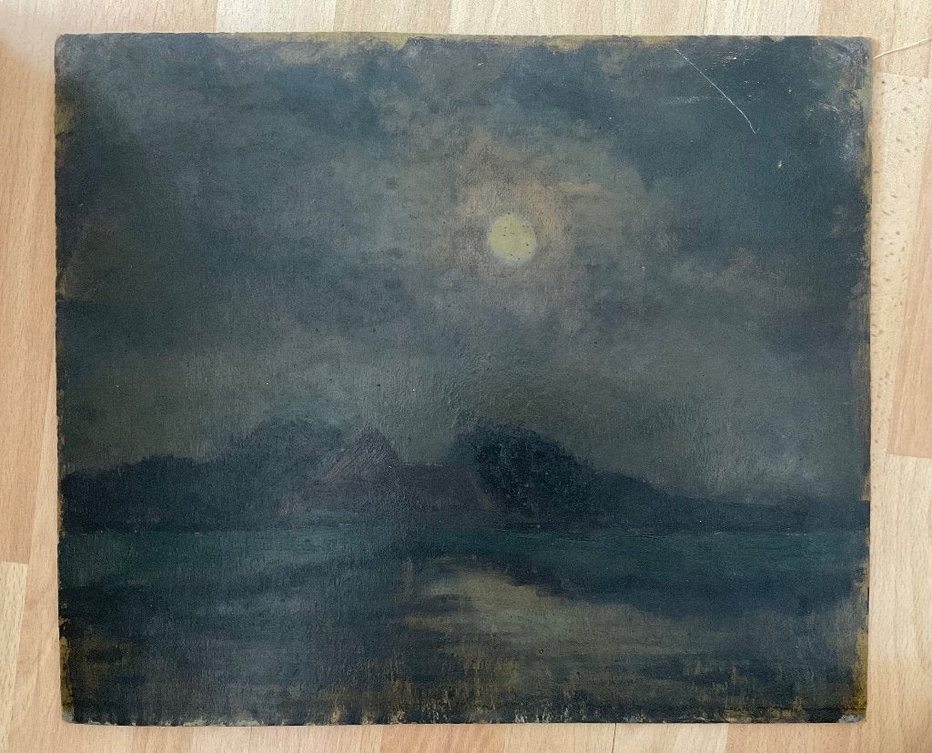 Schilderij “Maanlicht”- Jan de Boer, Origineel werk, Overige ondergronden, Ophalen of Verzenden, Landschap