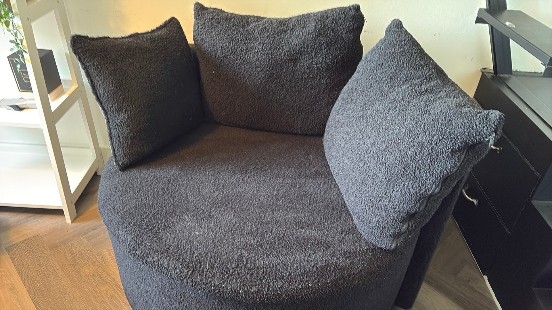 Loveseat zwart teddy, Ophalen, Tweepersoons, 75 tot 100 cm, Minder dan 150 cm