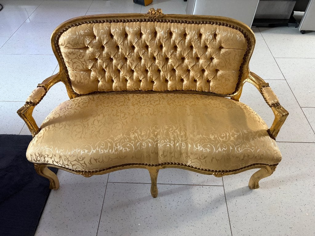Barok stijl bankje / halbankje goud⁠, Ophalen, Hout, Minder dan 75 cm, Zo goed als nieuw