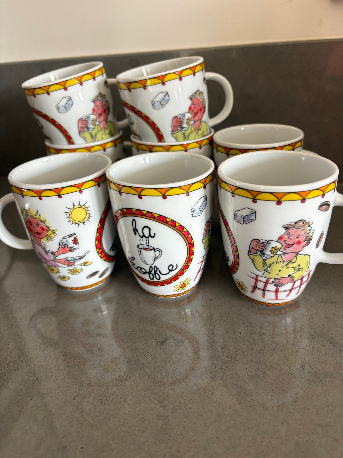 Set van 8 Theo koffiemokken - Zo goed als nieuw, Overige merken, Keramiek, Zo goed als nieuw, Overige stijlen