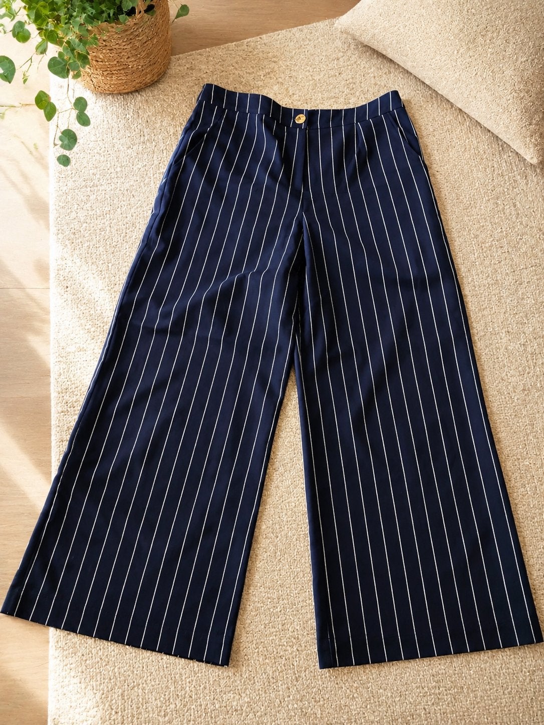 Studio Anneloes Holly Gold Pinstripe Trousers XL, Blauw, Maat 46/48 (XL) of groter, Ophalen of Verzenden, Zo goed als nieuw
