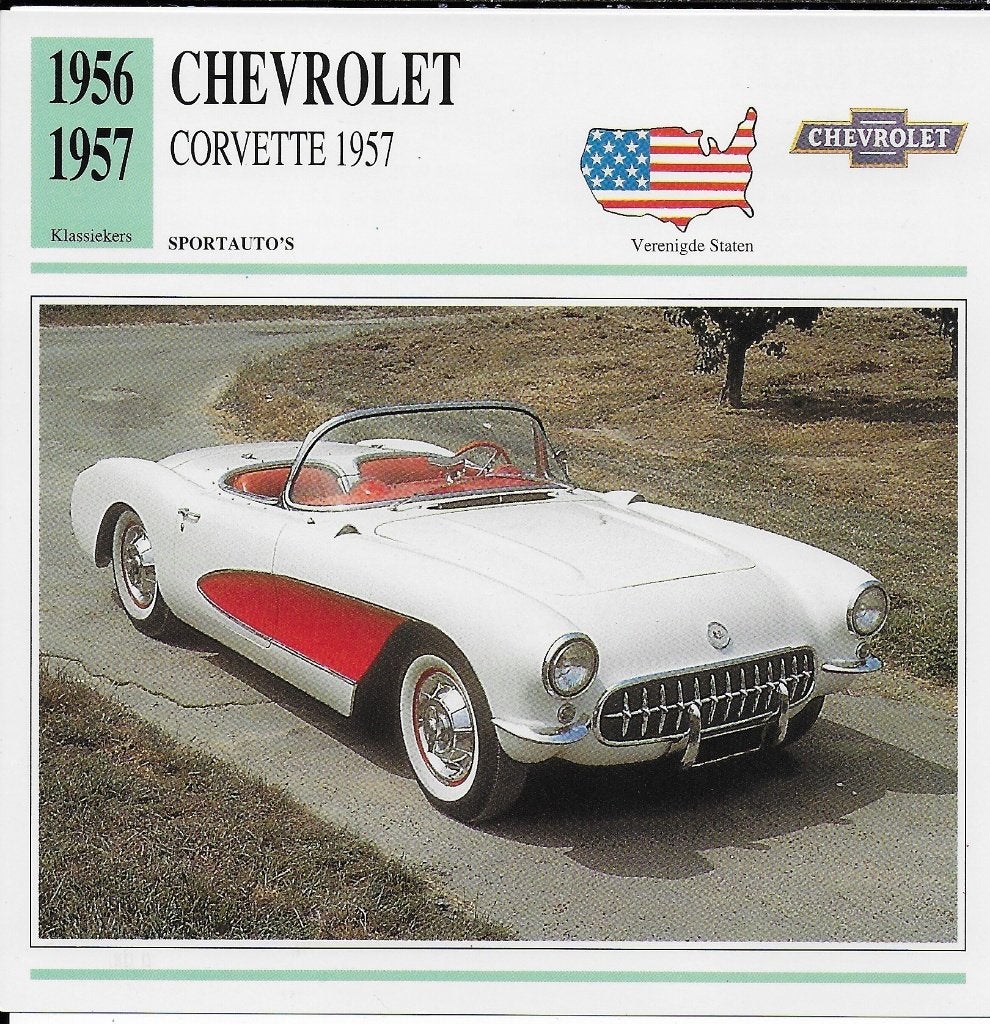 Autokaart ma701 chevrolet corvette 1957 --, Ophalen of Verzenden, Zo goed als nieuw, Auto's