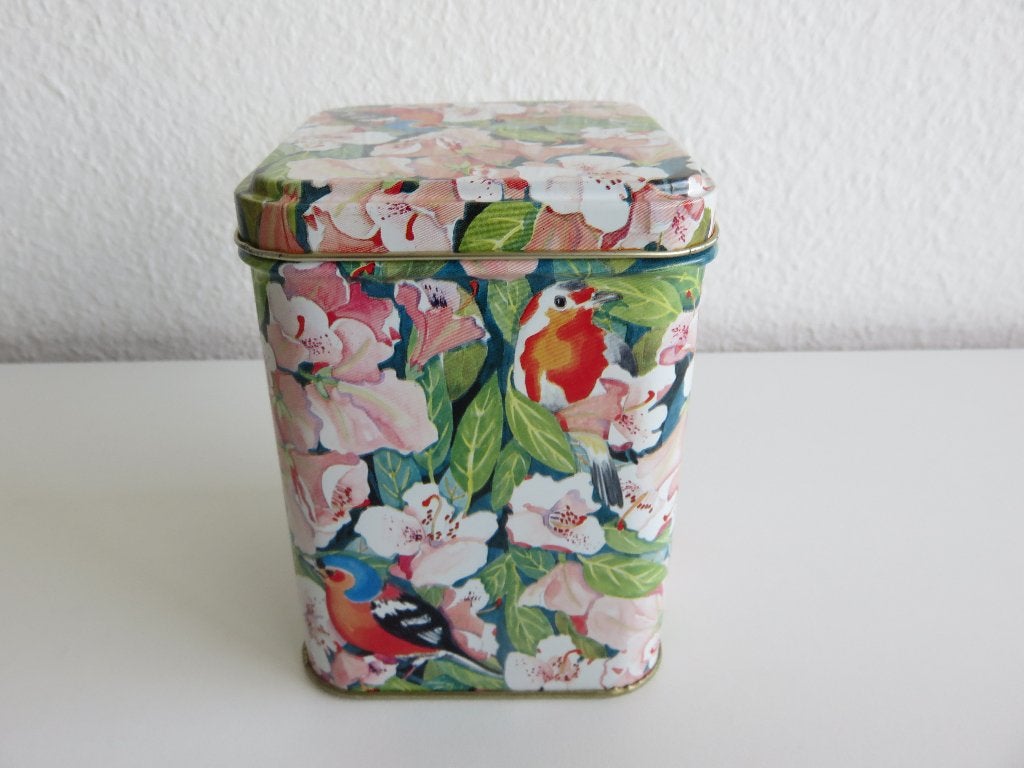 Vierkant blik met vogels en bloesems bloemen, Verzamelen, Ophalen of Verzenden, Zo goed als nieuw, Overige, Overige merken