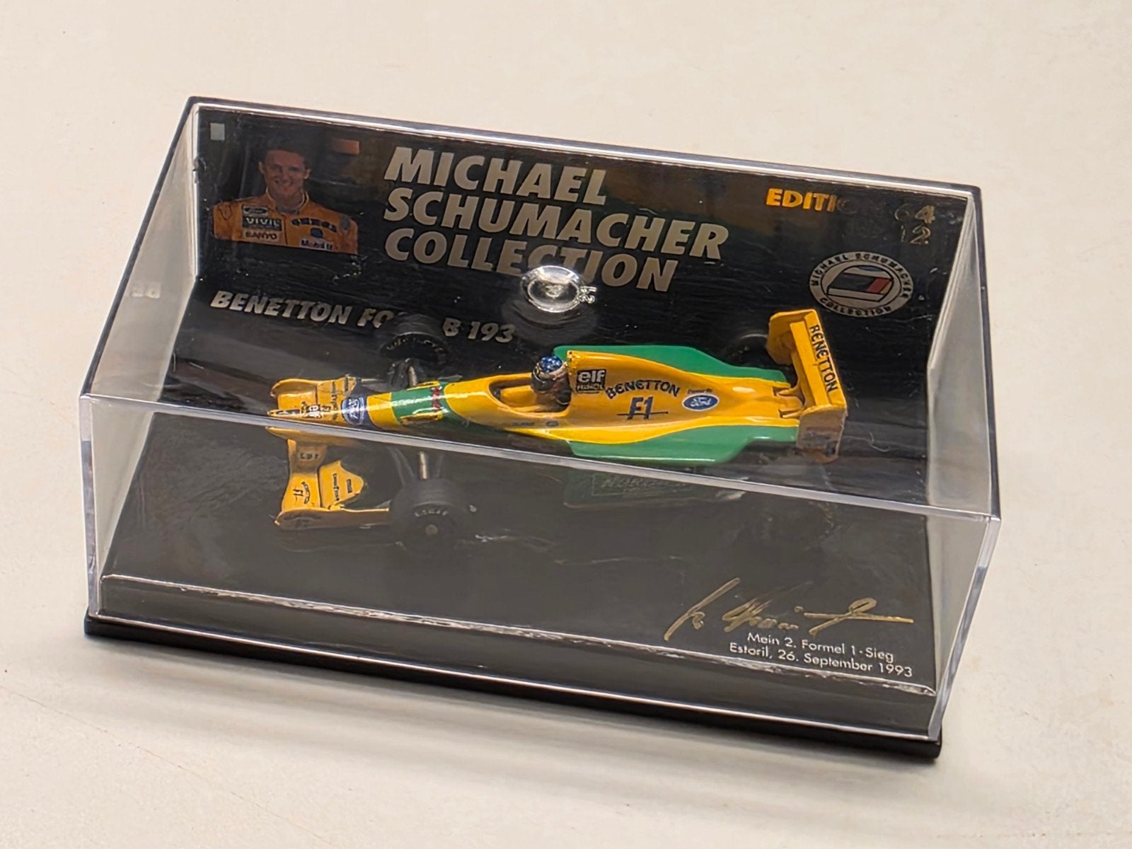 Michael Schumacher Collection Benetton Ford B193 modelauto, Ophalen of Verzenden, Zo goed als nieuw, Auto