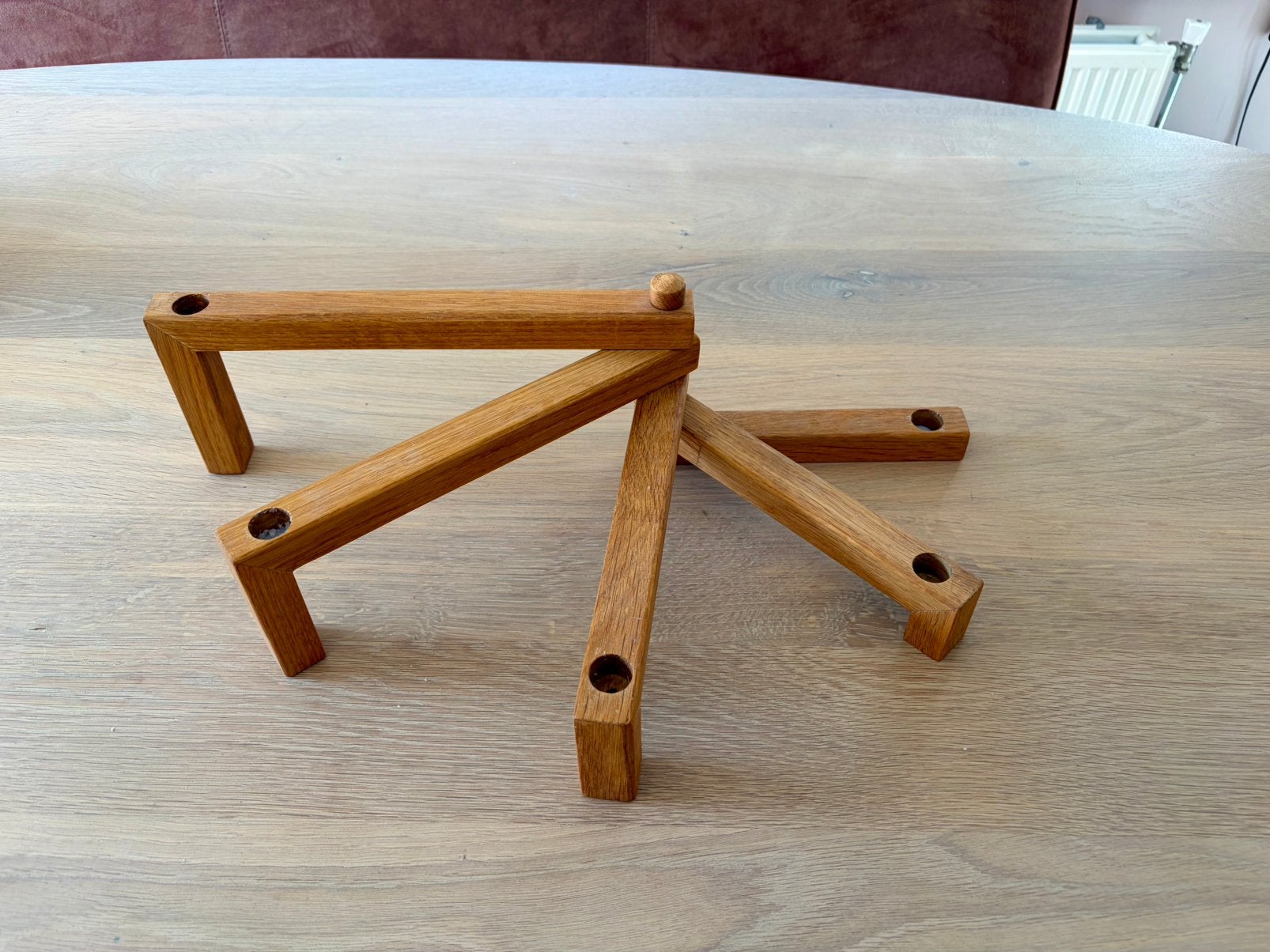 Eikenhouten kandelaar, skandinavisch design, Antiek en Kunst, Ophalen of Verzenden