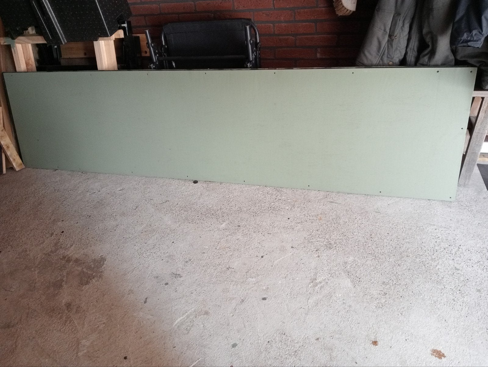 2 mdf platen 244-58 cm groen gebeitst gratis, Ophalen, Multiplex