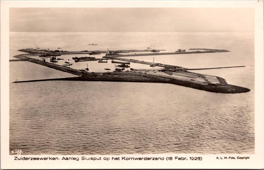 Zuiderzeewerken - Aanleg Sluisput op het Kornwerderzand 1928, Verzenden, 1920 tot 1940, Ongelopen, Friesland