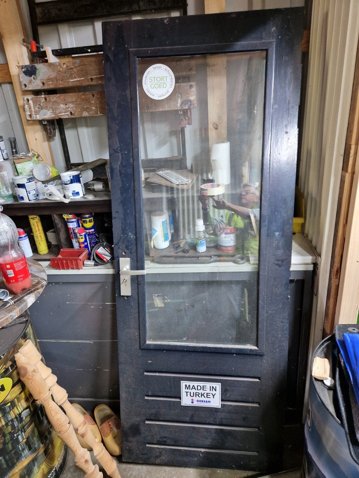 hardhouten deur, Gebruikt, Ophalen of Verzenden, 200 tot 215 cm, Glas