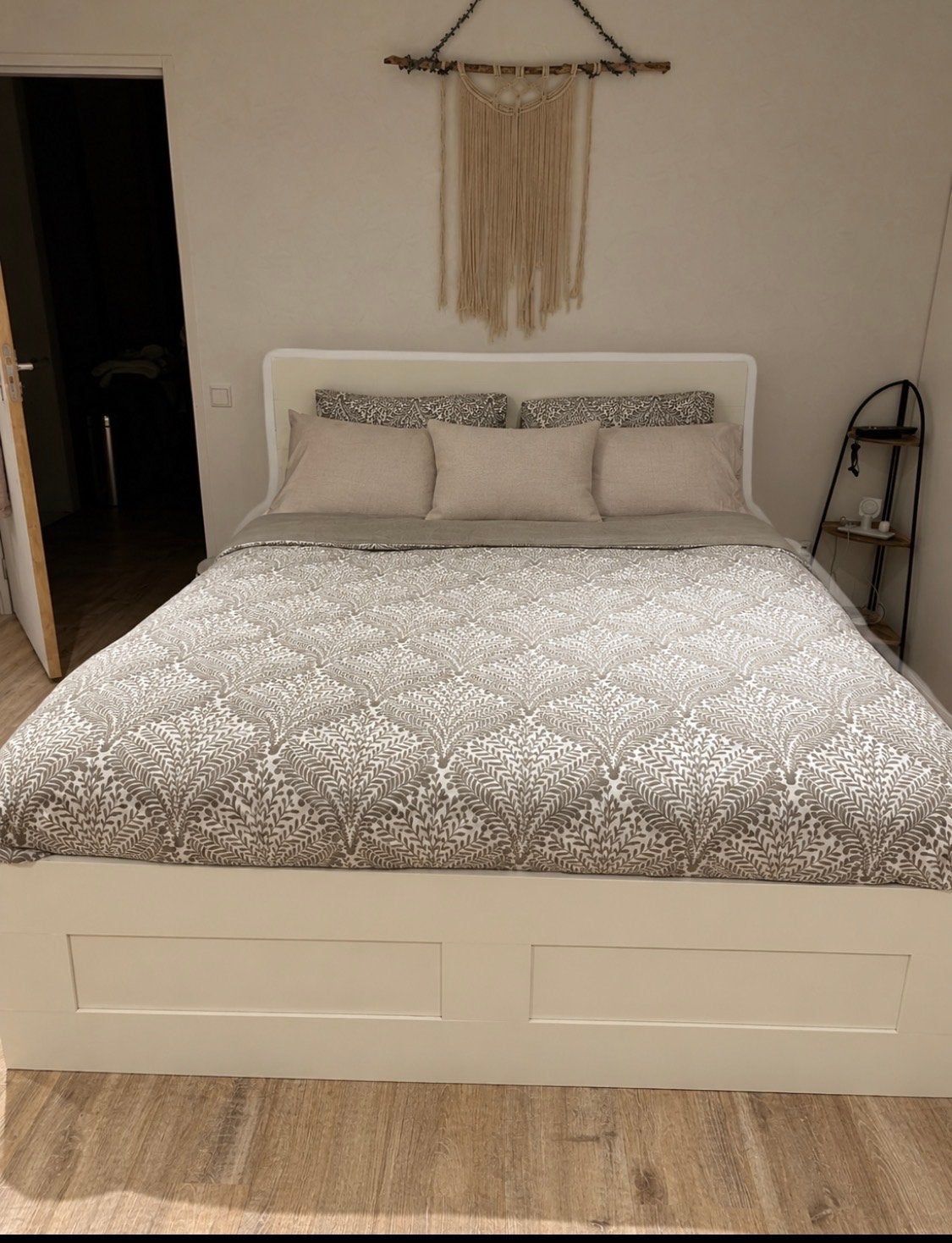 IKEA Brimnes bed 160 x 200 met opbergruimte en hoofdeinde, Ophalen, Gebruikt, Wit, Tweepersoons