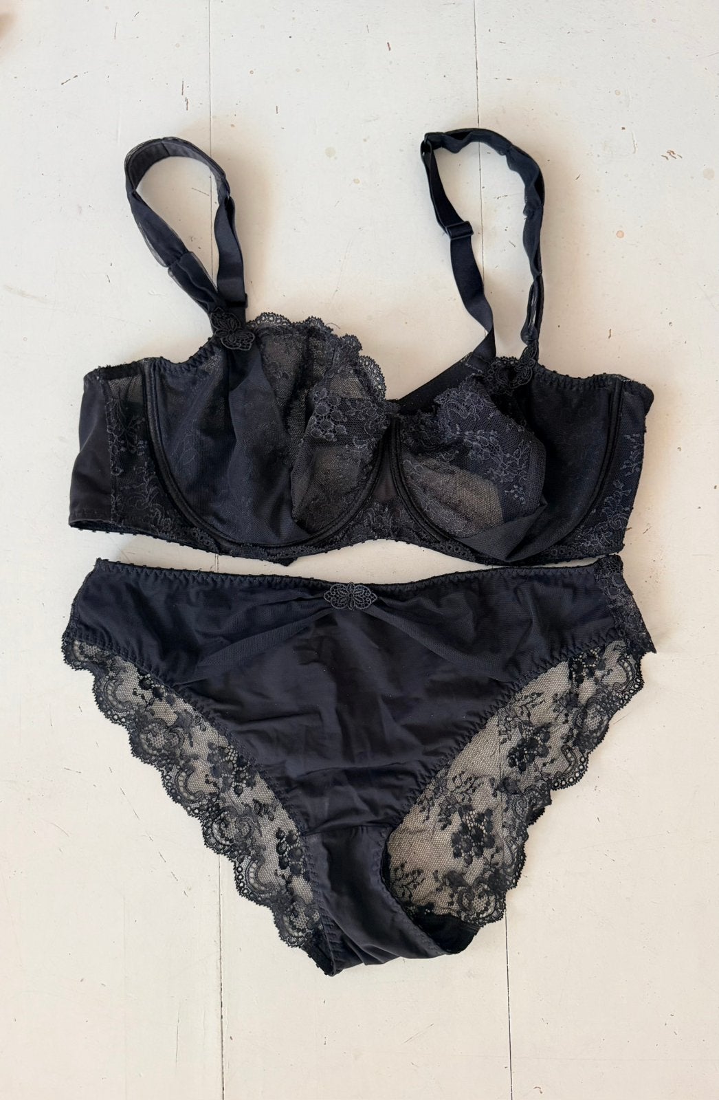 Aubade BH en slip 80F & XL, Ophalen of Verzenden, Grijs, BH