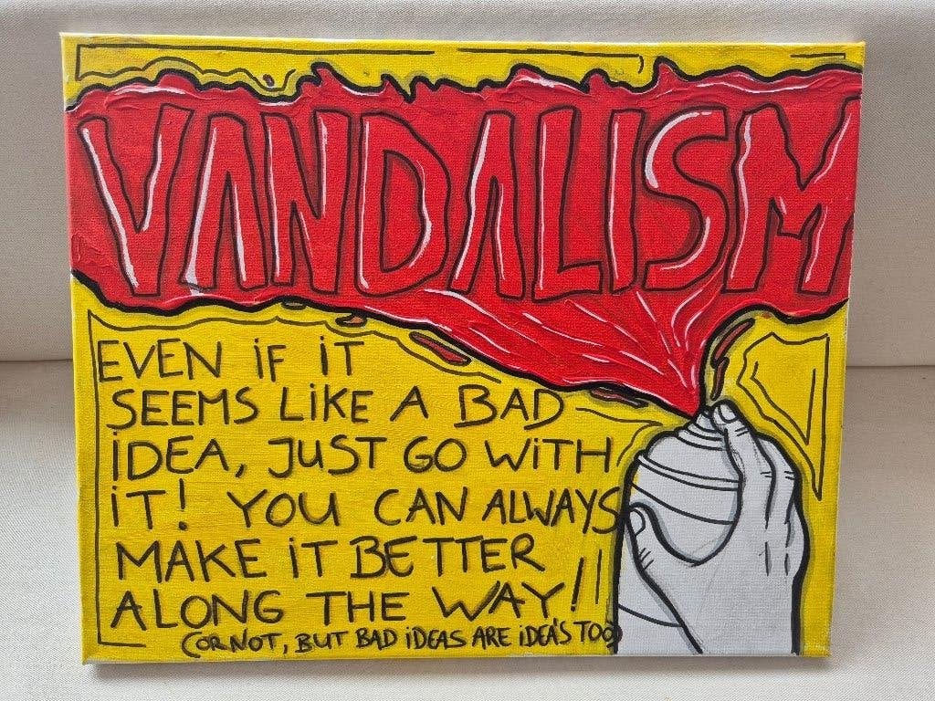 Harry Rocksma / Vandalism Pop Art Stijl, Ophalen, Overig onderwerp, Op houten frame, Overige technieken