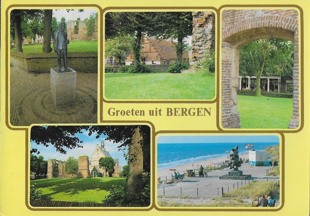 So70 gelopen ansichtkaart groeten uit bergen noord holland, Verzamelen, Ophalen of Verzenden, 1980 tot heden, Gelopen, Noord-Holland