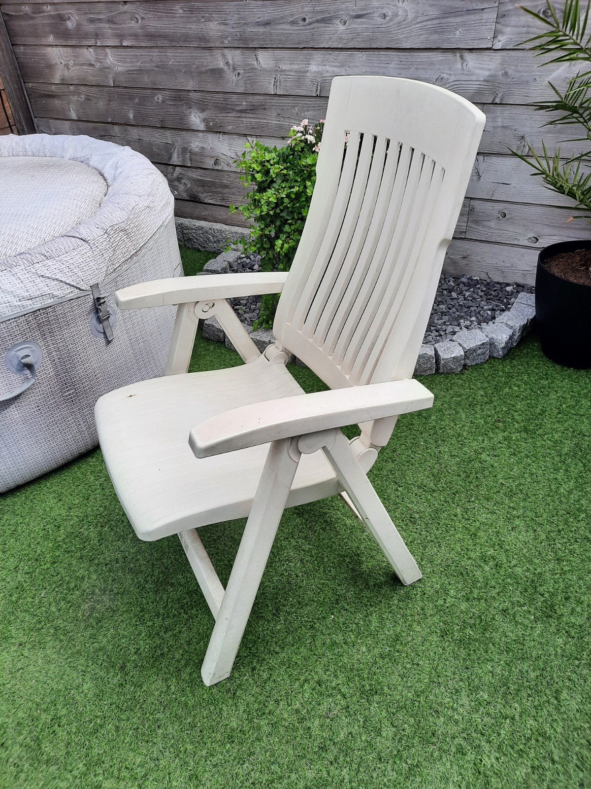 Tuinstoelen wit, Tuin en Terras, Ophalen, Gebruikt, Kunststof, Verstelbaar